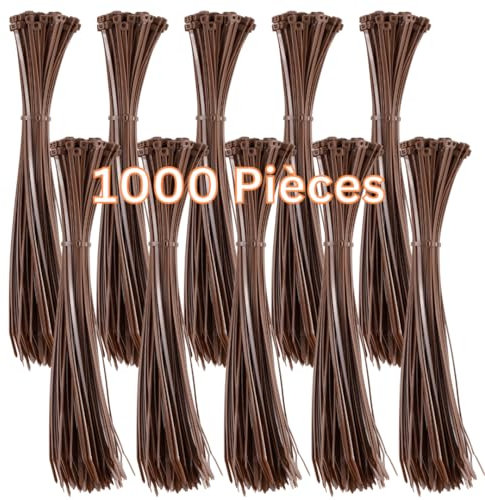 Gocableties Kabelbinder 1000 Stück Braun, 300 mm x 4,8 mm mit 22,2 kg Zugfestigkeit, UV Beständig Set