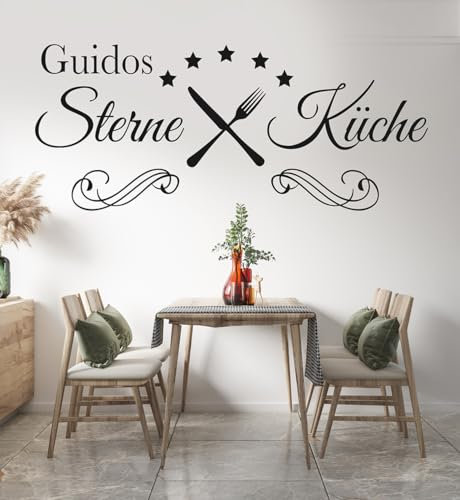tjapalo® W-pkm355 Wandtattoo Küche Mit Namen - Wandspruch Sterneküche - Wandsticker Essen - Abwaschbar in Vielen Farben