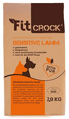cdVet Fit-Crock Hundefutter trocken Sensitive Lamm Mini 2 kg, getreidefrei