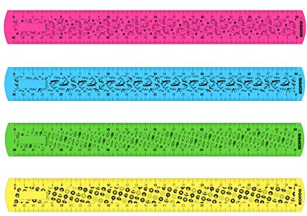 Kores - Elastik: Felxibles 30cm Lineal mit Tuschekante für Kinder und Schüler, Leicht, Schul- und Bürobedarf, Einzelpackung in sortierten Farben