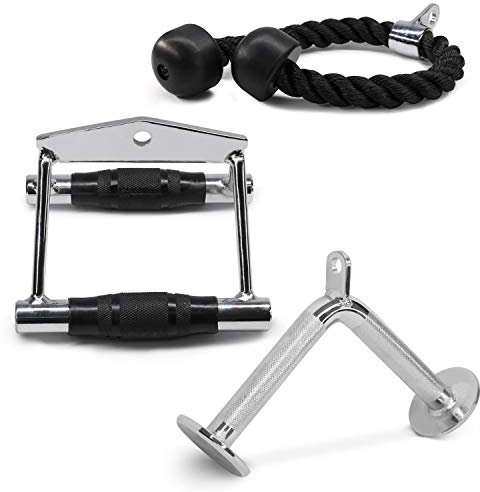 Yes4All M0HX Combo Cable Attachment, Mango Doble D, TricepRope, Barra en V