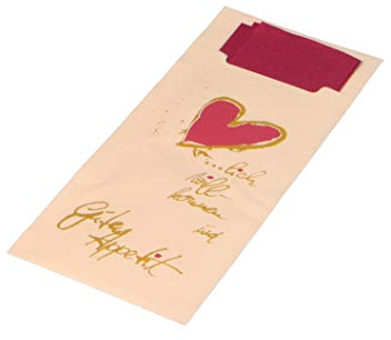 520 Bestecktaschen Serviettentaschen Sacchettos Hartpapier 85x200mm Creme Herzlich Willkommen inklusive Serviette Bordeaux 40x40cm 2lg