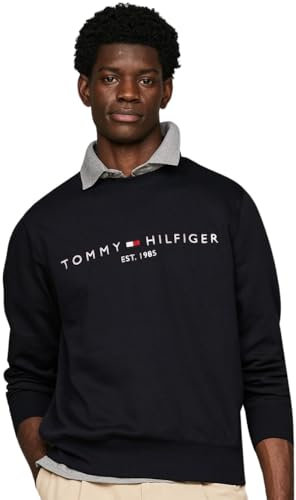 Tommy Hilfiger Sweat Homme Tommy Logo sans Capuche, Bleu (Desert Sky), XL