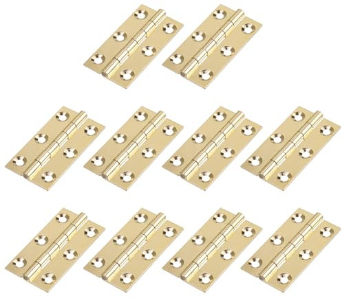 Semetall Lot de 10 charnières de porte dorées en laiton massif 50 mm x 30 mm, Quincaillerie de Placards