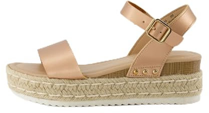 CUSHIONAIRE Women's Melissa Espadrille Platform Wedge Sandal, Rose Gold 5 UK