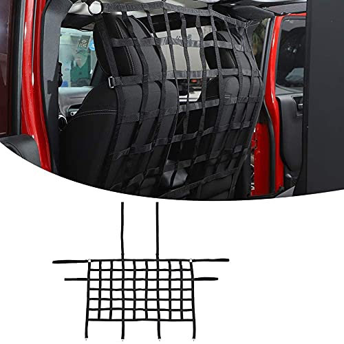 CKPEOR Rückseite Partition Net, Mesh Cargo Net Dog Car Barriere Geeignet für Jeep Wrangler JK JL Gladiator JT 2DOOR / 4 Tür 2007-2020,Schwarz