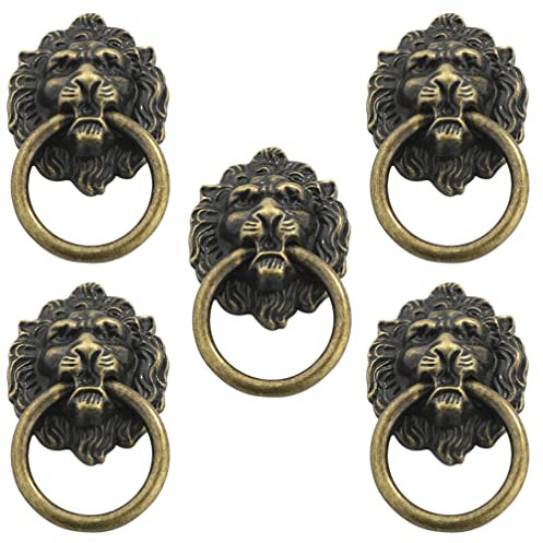 Housoutil 5st Handhaben Möbelschubladenknopf Antiker Löwen-türgriff Türknauf Mit Löwenkopf Antiquität Schrank Schubladengriffe Messing Antiker Türring Schrank Ziehen Haustür Zinklegierung