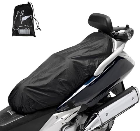 Susy Shop Universeller wasserdichter Sattelbezug mit Tasche | Schwarz | anpassbarer Sattelbezug für Roller Motorrad | Motorradzubehör Größe M (72 cm x 45 cm)