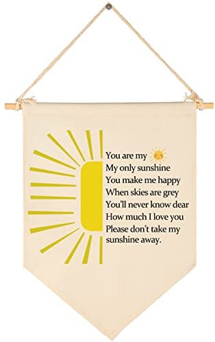 You are Gift My Sunshine - You Make Me Happy- Leinwand hängende Wimpelflagge Banner Wandschild Dekor Geschenk für Kinderzimmer Baby Kinder Mädchen Junge Teenager Schlafzimmer Spielzimmer Haustür -