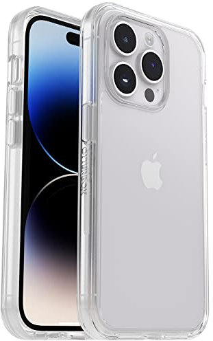OtterBox Symmetry Series - Custodia per iPhone 14 Pro (esclusivamente), ultra sottile, compatibile con ricarica wireless, bordi rialzati per proteggere fotocamera e schermo, trasparente