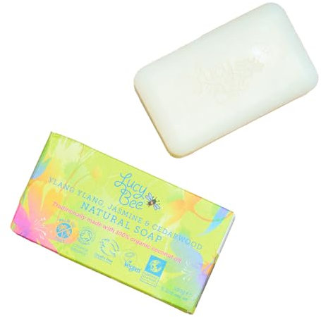 Lucy Bee Natural Soap Bar Palm Oil Free Floral Scented For Hands & Body | Rich Lather | Certified Organic, Fair Trade, Vegan, Cruelty Free | Ethical Best Buy | 150g