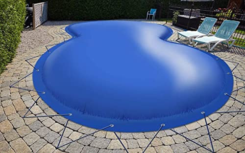 AirDeluxe Bâche de Piscine Gonflable en Forme de Huit en bâche de Camion 680 g/m² (1360 g/m²) (9,20m x 6,00m, Gris RAL7038)