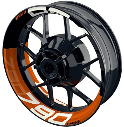 One-Wheel, 790 Racing, Felgenaufkleber Premium, Passend Für KTM 790 Duke, Motiv: Halb Halb V2, Wheelsticker Motorrad, Felgenrandaufkleber GP, Orange