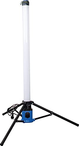 as - Schwabe CENTRA 360° LED Lichtsäule 100 W, 8000 Lumen - mobiler Tower Baustrahler 142 cm - 3 m Kabel mit Stecker - Arbeitsleuchte klappbar - zusätzliche Schutzkontaktsteckdose - IP44, 46371