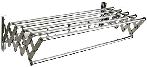 TCRAZY Einziehbarer Wandtrockner, zusammenklappbarer Wäscheständer, 50–100 cm, 6 Schienen, Handtuchhalter, Hakenstange, Wäscheständer, Wäscheleine, Badezimmer-Trockner, Balkon, drinnen und draußen