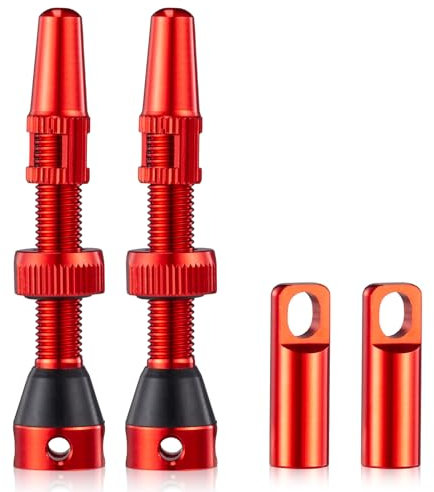 HZJD 2 Stück Presta Tubeless Ventile, Rot, Tubeless Vorbau(44 mm)