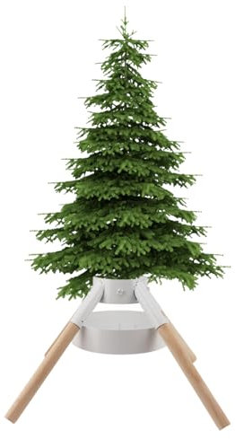 Base de Support d'arbre de Noël pour Arbres de 4 à 8 Pieds, Petit Support de Table Moderne en Fer avec Bâtons en Bois pour Décorations de Fête d'hiver à la Maison