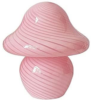 belupai Pilz-Tischlampe, modern, dimmbar, Nachttischlampe mit 3 Farbmodi, kleine Nachttisch-Schreibtischlampe, wiederaufladbar, für Schlafzimmerdekoration (gestreiftes Rosa)