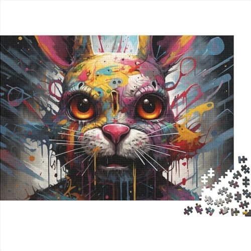 1000 Teile Puzzle Kunst Kaninchen Puzzle Kinderpuzzle für Kinder für Erwachsene und Kinder Holzpuzzles Familienpuzzlespiel 1000 Teile (75x50cm)