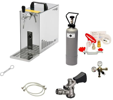 Ensemble complet Tireuse a biere - PYGMY 25 machine pompe a biere pro 1 ligne, 35 litres/h, Green Line, Kit de nettoyage pour tireuse a bière et fût, tête de robinet - Type A
