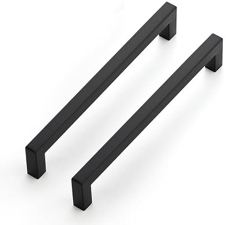 Ravinte 25 tiradores de armario de 192 mm, color negro, para armarios de cocina, armarios, tiradores cuadrados, para muebles, de acero inoxidable, para tiradores de cocina