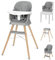 Ezebaby Chaise haute + rehausseur + chaise enfant + tabouret de bar, 6 en 1, multifonctionnelle, pieds en bois, à partir de 6 mois (gris)