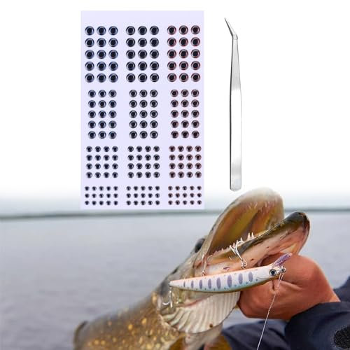 TUKNN Artificiali Realistico Esche da Pesca Occhi, 3D Occhi Adesivo, Occhi di Pesce Artigianato, 3D Richiamo di Pesca Occhi Adesivo Olografico Realistico Occhi Finti Pesca Esche, 3/4/5/6mm, 183PCS
