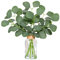 Veryhome Artificial Plants Indoor in Pot with Glass Vase with Faux Water Fake Silver Dollar Leaves Faux Plants Eucalyptus Leaves for Wedding Bouquets Table Centerpiece Home Decor