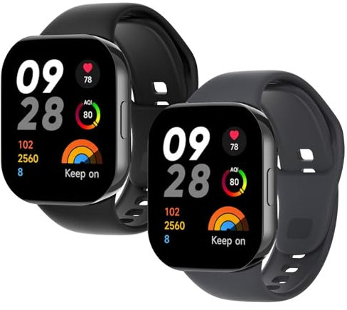 WD&CD 2 Pack Correa de Silicona Compatible con Xiaomi Redmi Watch 3 Correa, Muñequera Ajustable Pulsera Compatible para Xiaomi Redmi Watch 3, Negro + Gris