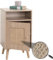 Nachttisch HWC-M39, Nachtschrank Kaffeetisch Beistelltisch, Staufächer, Kubu Rattan Holz Melamin, Eiche-Optik 71x40x41cm