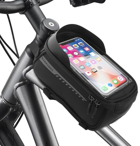 Fahrrad-Tasche, Lenkertasche mit TPU-Touchscreen, wasserdicht, 360° drehbar, für Fahrrad-Handy, Schwarz (Style-B)