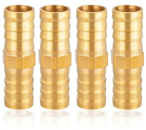 Raccord de tuyau 14mm laiton,4PCS Raccord de tuyau en laiton 14mm(9/16),Raccord droit à barbes Raccord de tuyau en laiton Raccord de douille Raccord fileté Raccords en laiton