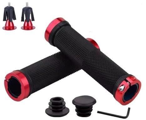 GIONAR Bike Handlebar Grips, Rubber Bike Handlebar Grips with Aluminum Lock, Non-Slip Mountain Bike Grips, Professional Lock on Grips for Foldable Pit Bike Urban Bicycles