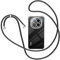 XTCASE Funda para Xiaomi Redmi Note 14 Pro 5G/Poco X7 5G con Cuerda, Carcasa Transparente Suave TPU Silicona Case con Colgante Correa Ajustable Colgar Collar Correa de Cuello Cadena Cordón, Negro