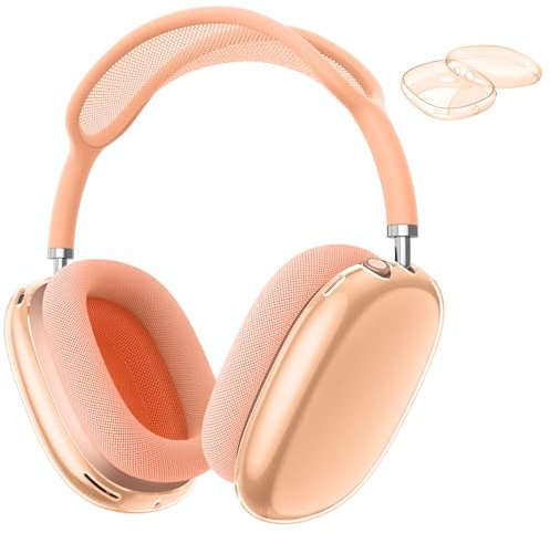Fintie Hülle Kompatibel mit AirPods Max (2024/2020) Kabellose Kopfhörer, weiche TPU Klar Anti-Scratch Schutzhülle für AirPods Max (USB-C/Lightning), Klares Orange