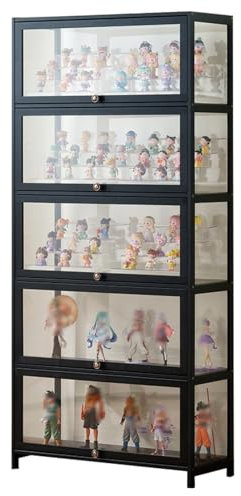 errtsdb 80x33x172cm Sammlervitrine, 5 Schicht glasvitrine stehend, vitrinenschrank vitrinenschrank Wohnzimmer für Miniaturmodelle von Autos, Figur, Modellbau, Schwarz/Von Allen Seiten transparent
