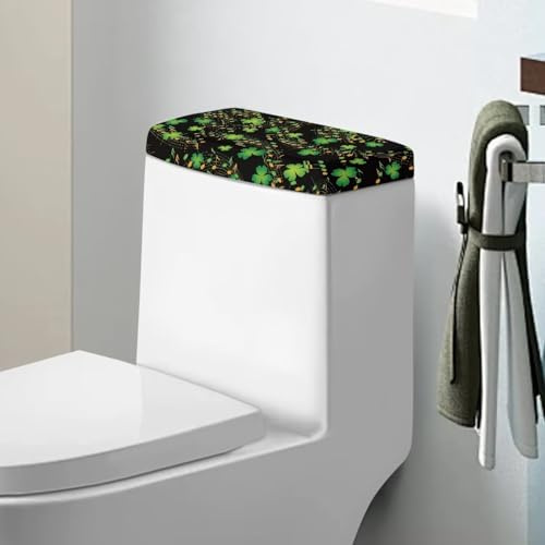 Uorisanigo Green Leaf Toilet Tank Cover St. Patrick's Day Decorations Supplies Toilet Tank Lid Cover Universal Toilet Tank Top Cover with Elastic Edge 1 Pcs for Bathroom