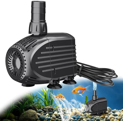 Biling Ultraleise Aquarium Pumpe 750L/H Springbrunnenpumpe mit 2m Kabel, Wasserpumpe Kompakte Brunnen Tauchpumpe für Fontänen und Wasserspiel Brunnen Teichpumpe