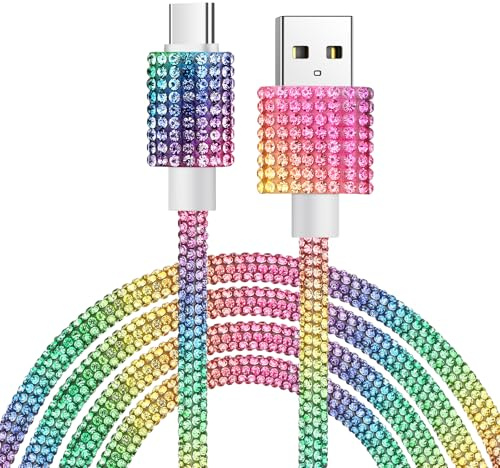 Vofolen USB-A-C Ladekabel[60W 1.2m] Ladekabel C Schnellladekabel Bling Funkelnder Diamant USB-A-C Kabel für iPhone 15 Pro,Samsung Galaxy S24 A54 Pixel 7 iPad Air 5 Mini MacBook Air Tablets usw Bunt