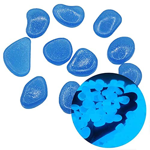 FGUUTYM In Stones Decor Glow Lot de 300 galets en verre colorés pour aquarium (bleu saphir, taille unique)