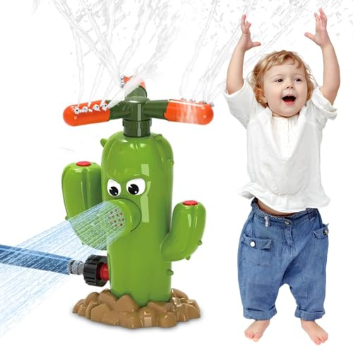 manhegari Jouet d'arrosage pour, Jouet d'arrosage d'eau,Cactus Rotation Water Spray Toy | Attache à Garden Hose Summer Game Fun Lawn Arrosage pour Le Jardin