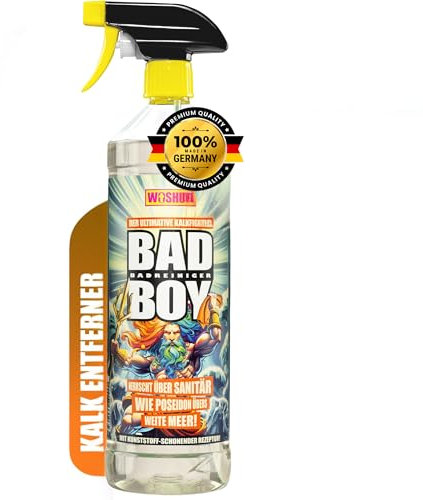 WOSHUP Badreiniger Extra Stark, Entfernt Kalk & Seifenreste mühelos – Schont Oberflächen, für langanhaltenden Glanz – Bad und WC Reiniger, Kalkentferner Dusche, Toilettenreiniger, Putzen (1 Liter)