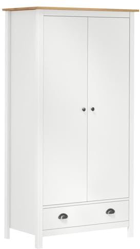 ChicAbode Kleiderschrank mit 2 Türen Hill Weiß 89x50x170cm Garderobenschrank Schlafzimmerschrank Dielenschrank Garderobenschrank Schlafzimmerschrank Dielenschrank Kiefernholz