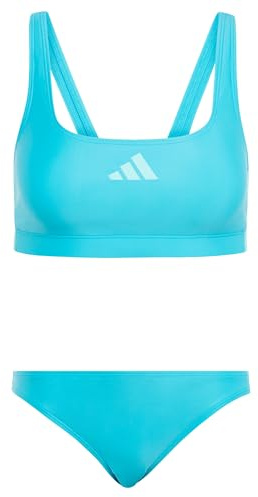 adidas Women's 3 Stripes V-Back Bikini, Lucid Cyan/Flash Aqua, 42