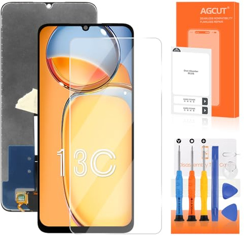 AGCUT per Redmi 13C LCD Schermo per Xiaomi Redmi 13C 23100RN82L 23106RN0DA 23108RN04Y LCD Sostituzione Schermo Display Touchscreen Digitizer Full Assembly con Strumenti (Nero,6.74)