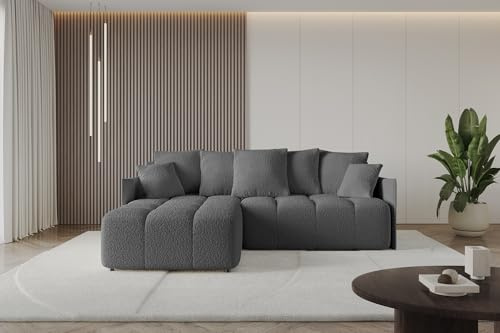 ALTDECOR Ecksofa mit Schlaffunktion und Bettkasten Corner Sofa Bett Eckcouch Couch L-Form Schlafcouch Ausziehbar Wohnlandschaft Schlafsofa Cauchsofa LONLI-L 251x189x68 Grau