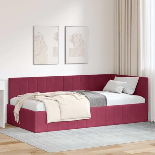 vidaXL Modern Bedroom Bed Frame - Corner Velvet Design Perfect for a Contemporary Look Home - Soft to the Touch - Fits a Minimalist Style
