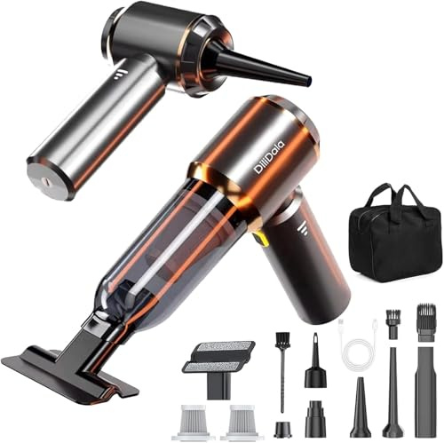 DiliDla Car Vacuum Cleaner, Powerful Handheld Vacuum Cleaner 26000PA, Upgraded Fast Charging, Mini Car Hoover 3 Speed Brushless Motor for Home Kitchen Office