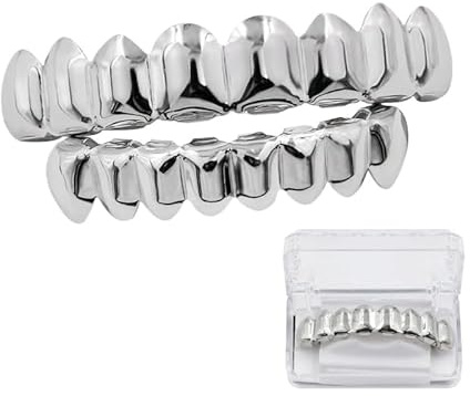AlluraPet Joker Grill 8 Zähne Oben und Unten Fake Mouth Grills für Halloween Kostüm, Realistische Zubehör für Cosplay und Partys