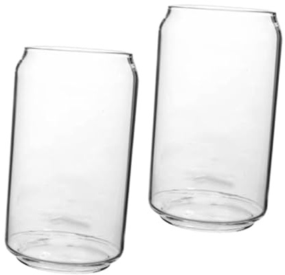 DECORNIJIA 2 pièces Verres à Bière Verre Résistant Lot de Tasses Multifonctions Forme de Canette Design Original et Pratique pour Boissons Fraîches et Cocktails